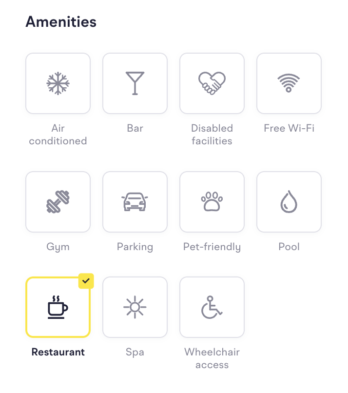 Filter by amenities